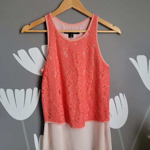 French Connection Coral Lace Overlay Top - Picture 4 of 6